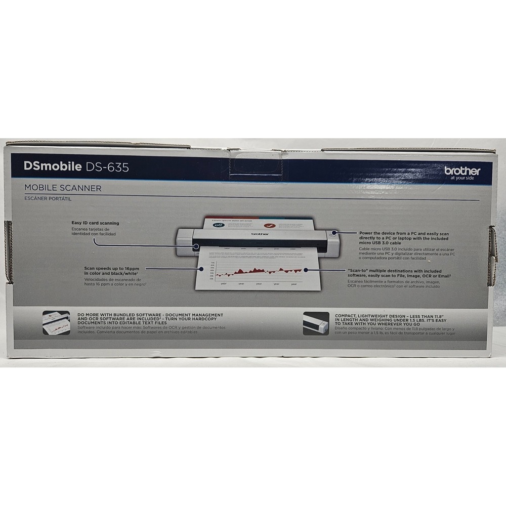 Brother DSmobile DS-635 Mobile Scanner, USB 3.0, Windows/MAC, NEW! - Picture 3 of 12